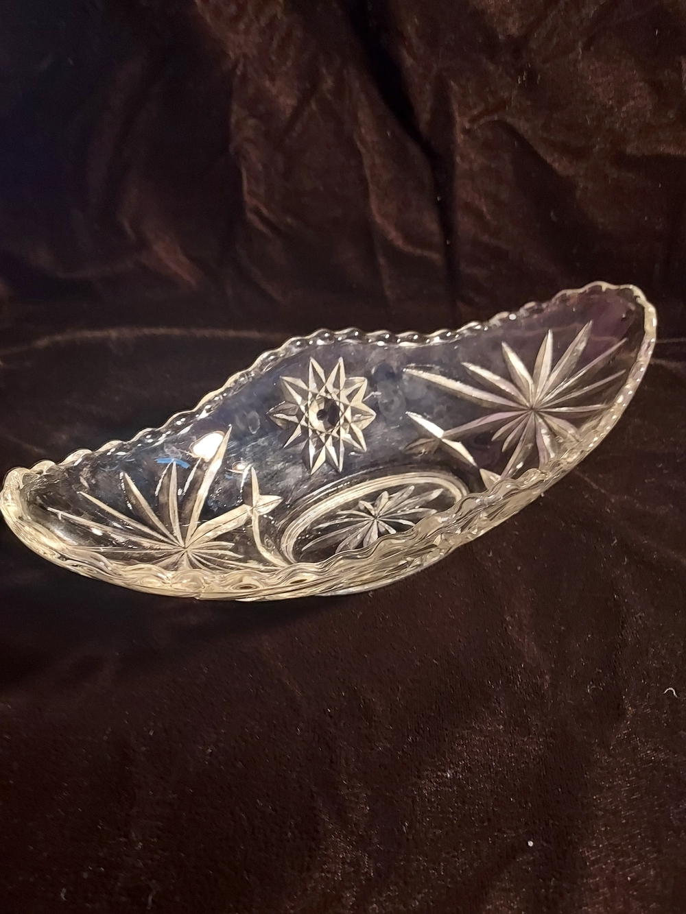 Cut Glass Starburst Decorative Bowl - Clear Glass Accent